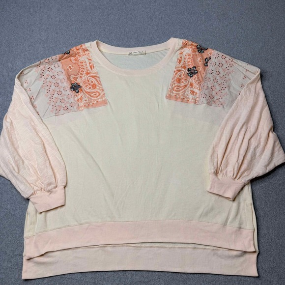 Free People Tops - Free People Feelin It Ribbed Shirt Size XS Oversized Pink Alabaster Boho Bandana